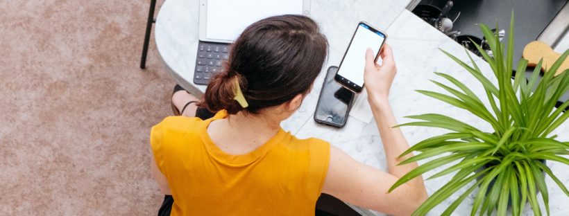 woman working on phone